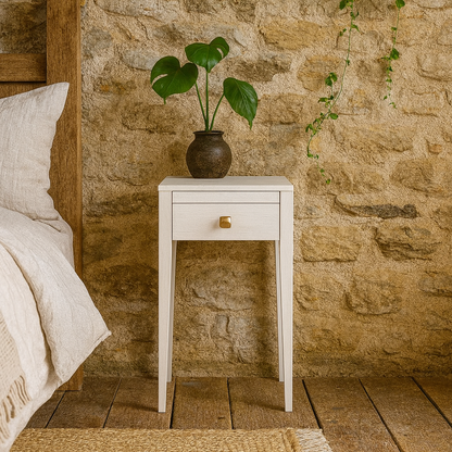 Moscow White Wood Grain 1 Drawer Bedside Table