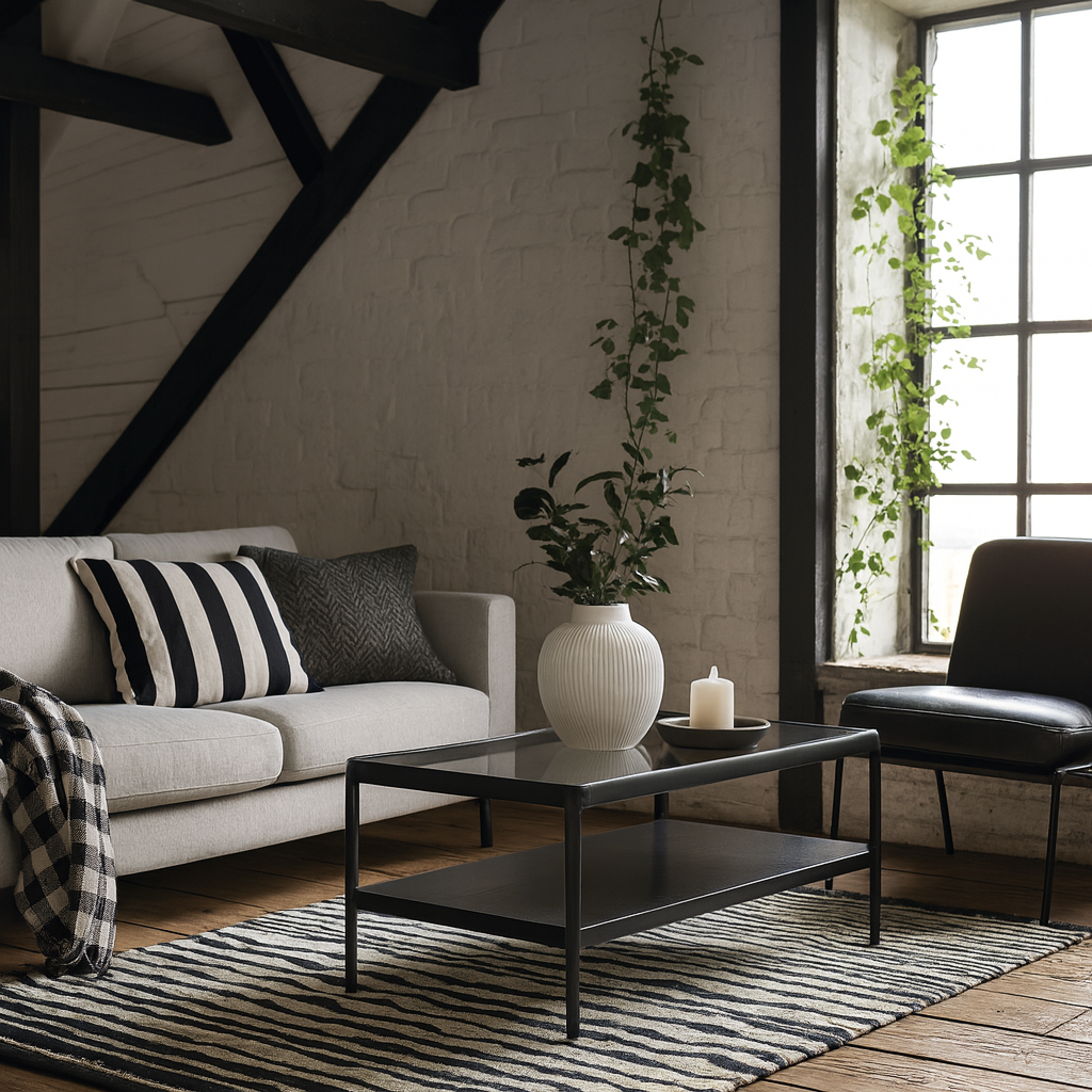 Florianopolis Black Wood and Glass Top Coffee Table