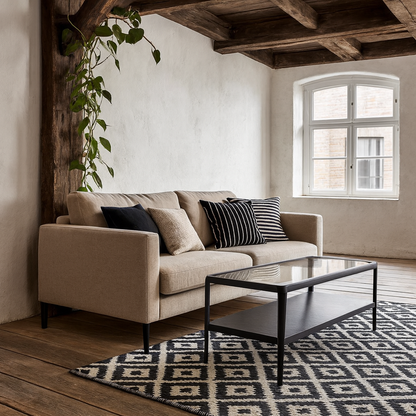 Florianopolis Black Wood and Glass Top Coffee Table