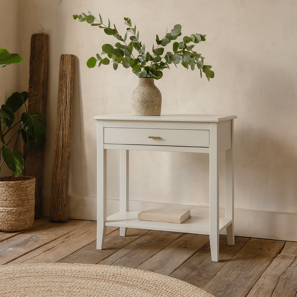 Canela Mist Grey Wood Grain 1 Drawer Console Table