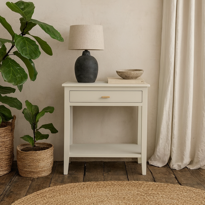 Canela Mist Grey Wood Grain 1 Drawer Console Table