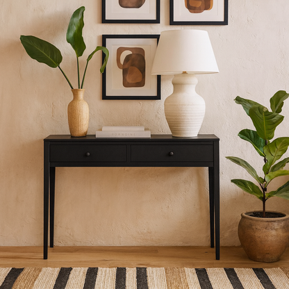 Maceio Black Wood Grain 2 Drawer Desk