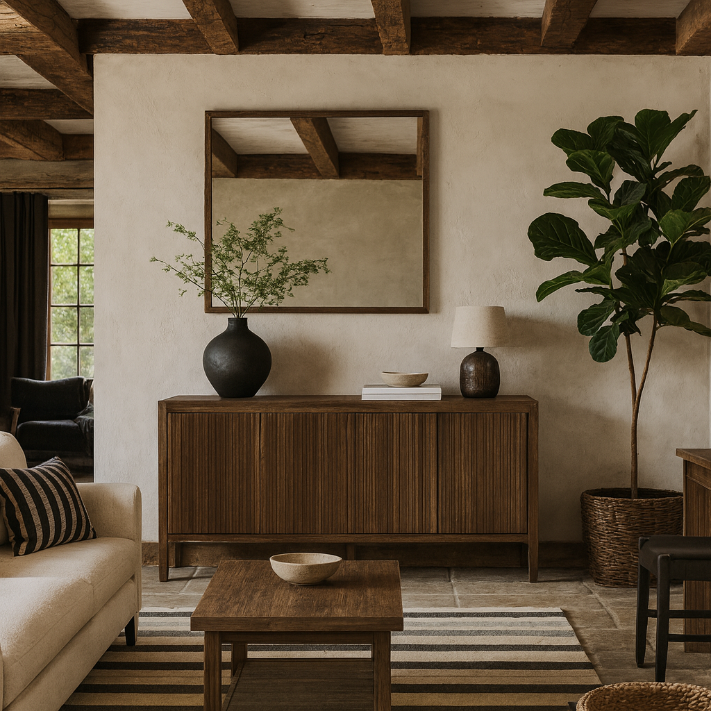 Manaus Walnut Wood Grain Four Door Sideboard