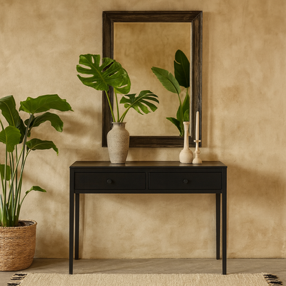 Maceio Black Wood Grain 2 Drawer Desk