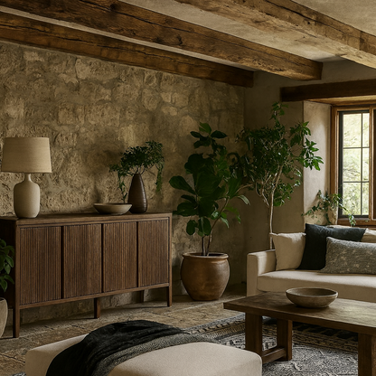 Manaus Walnut Wood Grain Four Door Sideboard