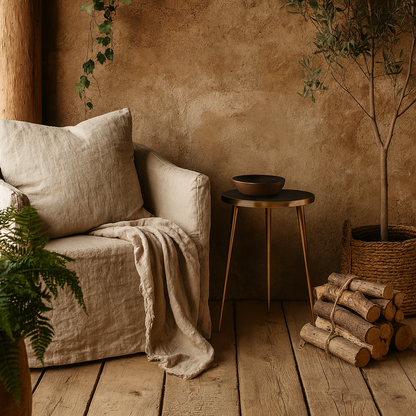 Austria Black and Brass Round Side Table