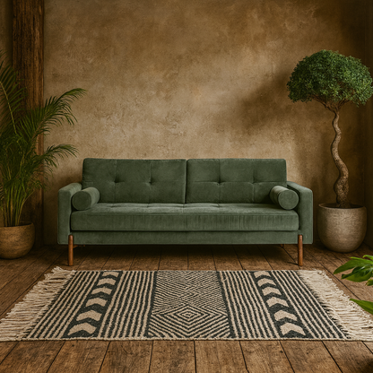 Berlin Upholstered Green Velvet 3 Seater Sofa