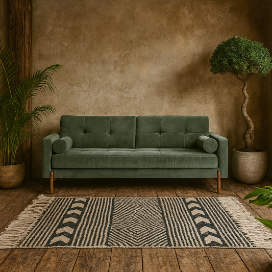 Berlin Upholstered Green Velvet 3 Seater Sofa
