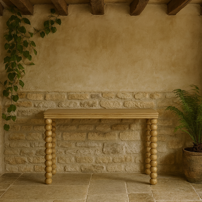 Wales Retro Natural Oak Bobbin Leg Console Table