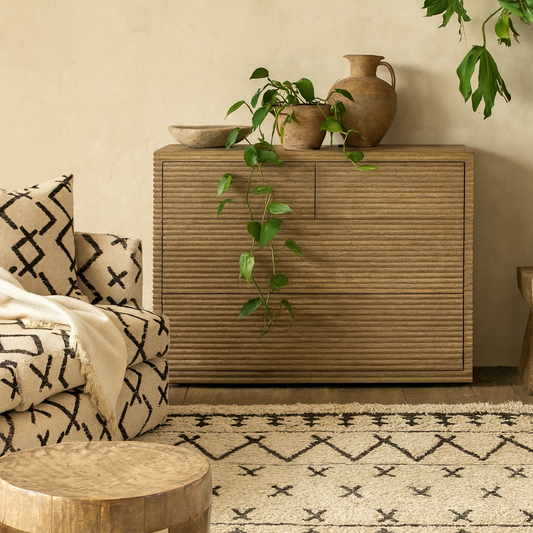 Mandarina Weathered Oak Ribbed 4 Drawer Chest