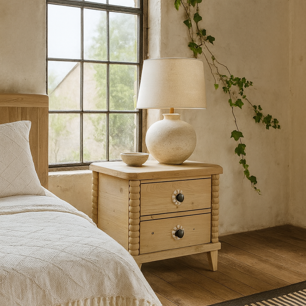 Euskadi Natural Pine Two Drawer Bedside Table