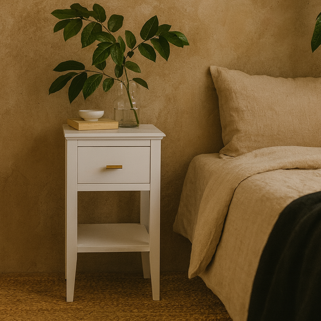 Emma Mist Grey Wood Grain 1 Drawer Bedside Table