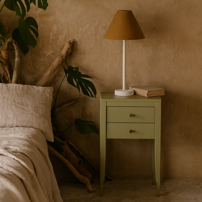 Long Island White Bamboo Table Lamp with Ochre Shade