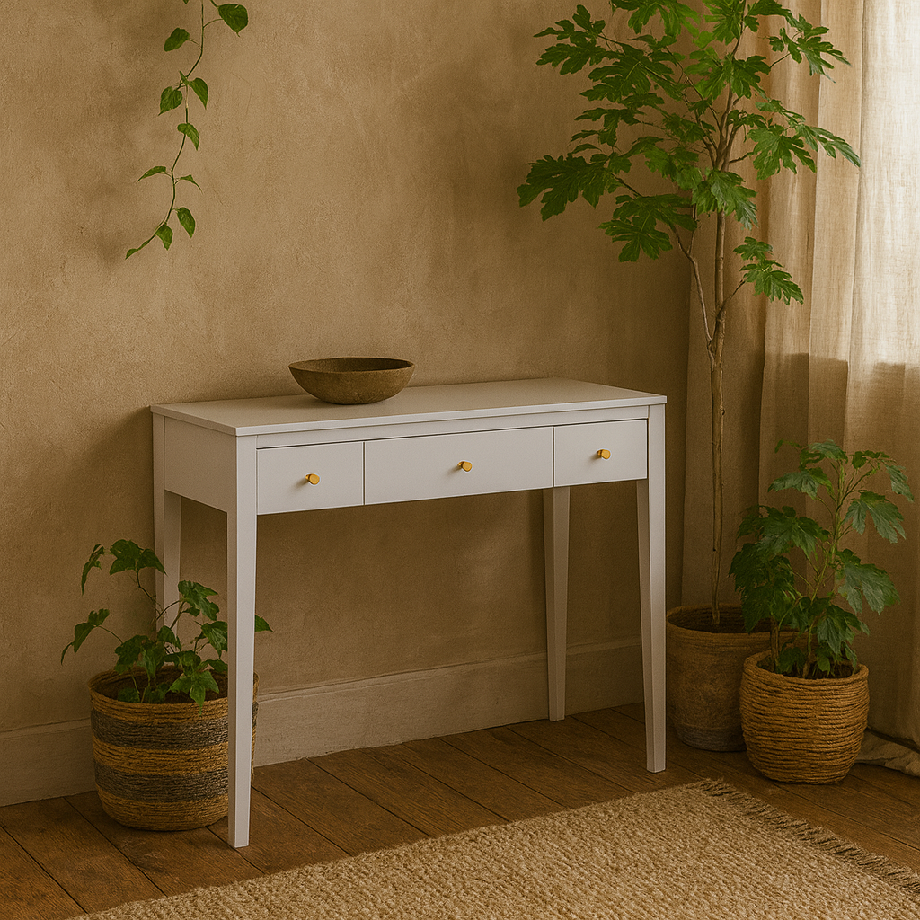 Cordoba White Wood Grain Three Drawer Desk