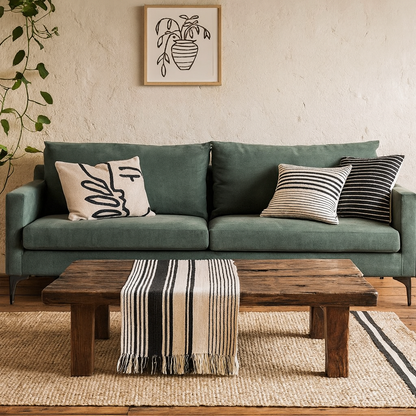 Buenafuente Green Velvet Upholstered 3 Seater Sofa