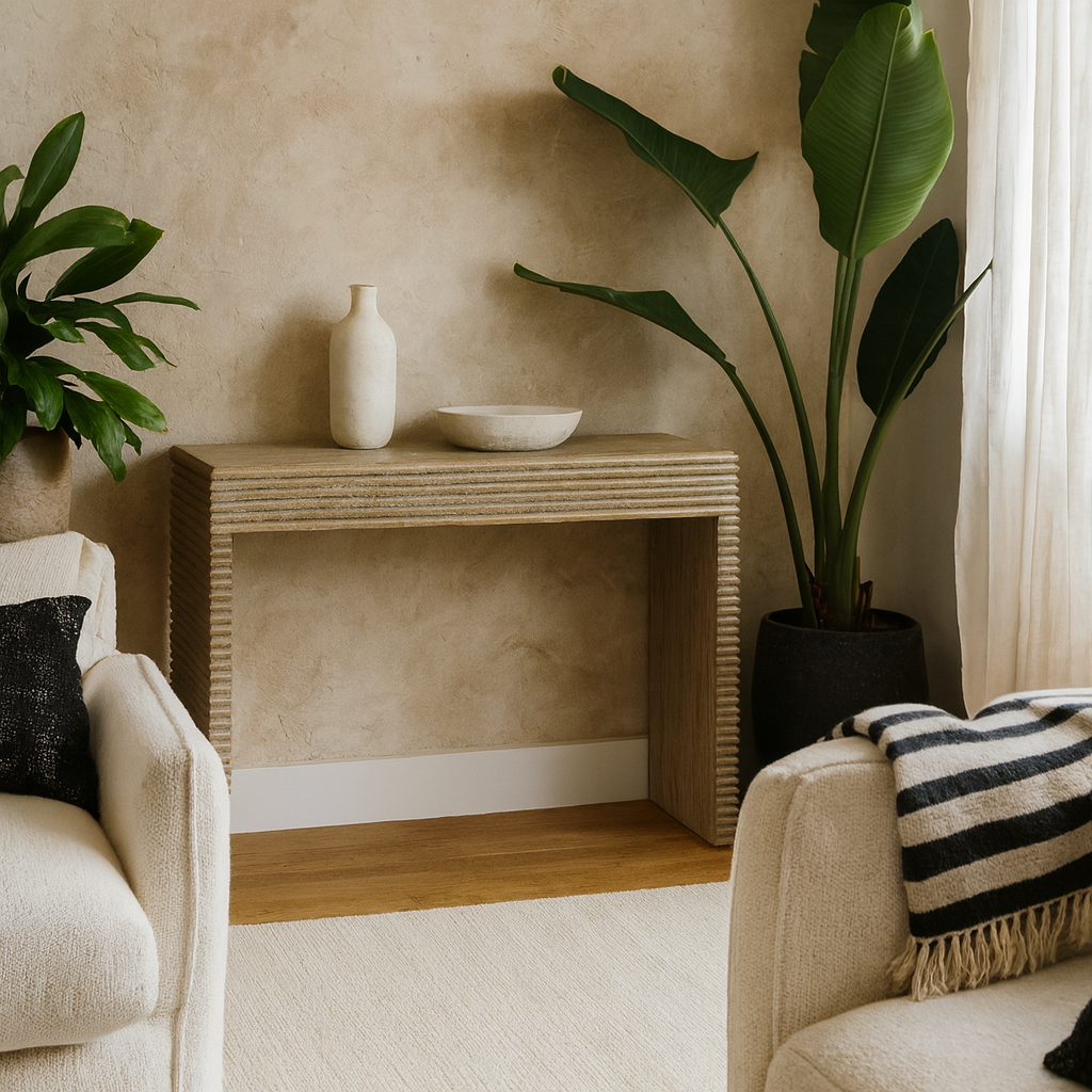 Altrincham Weathered Oak Ribbed Console Table