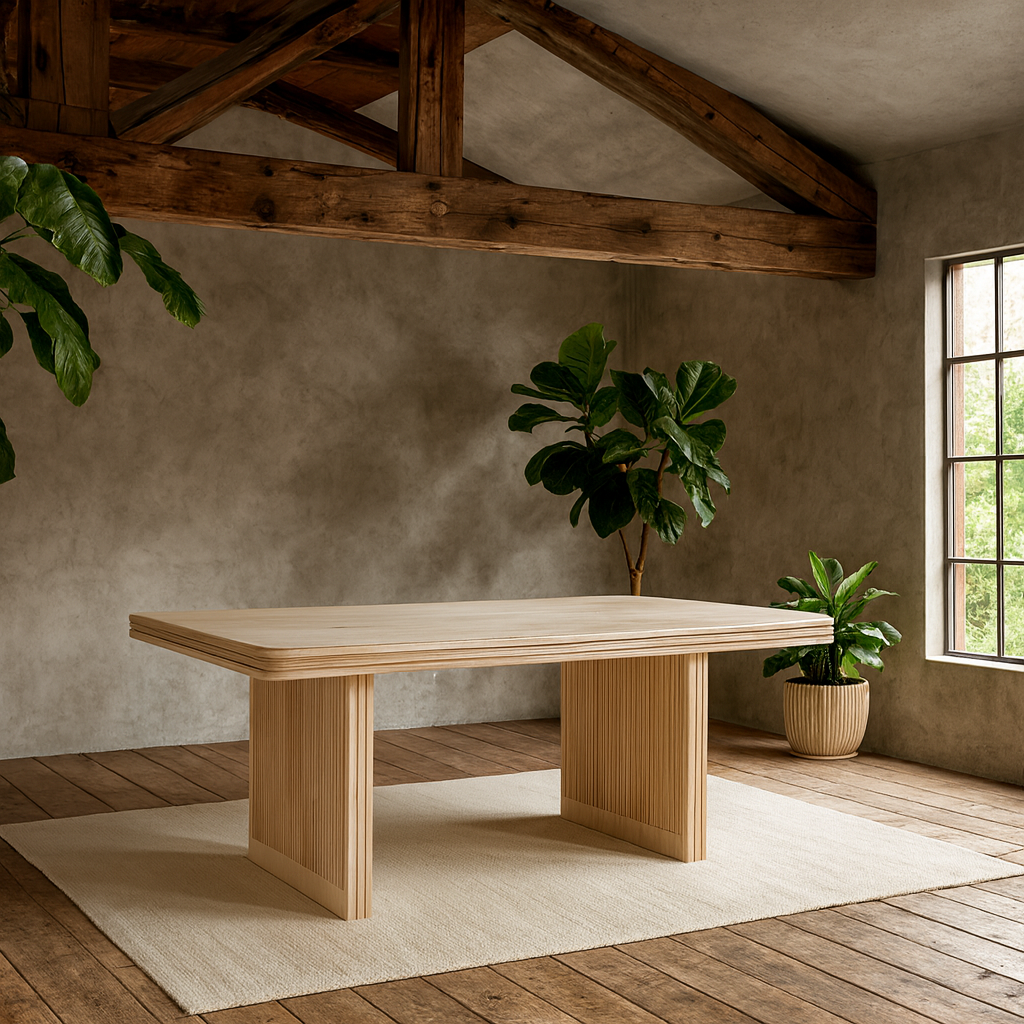 Arizona Natural Mango Wood Dining Table Fluted Panel Legs