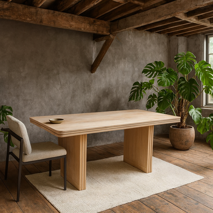 Arizona Natural Mango Wood Dining Table Fluted Panel Legs