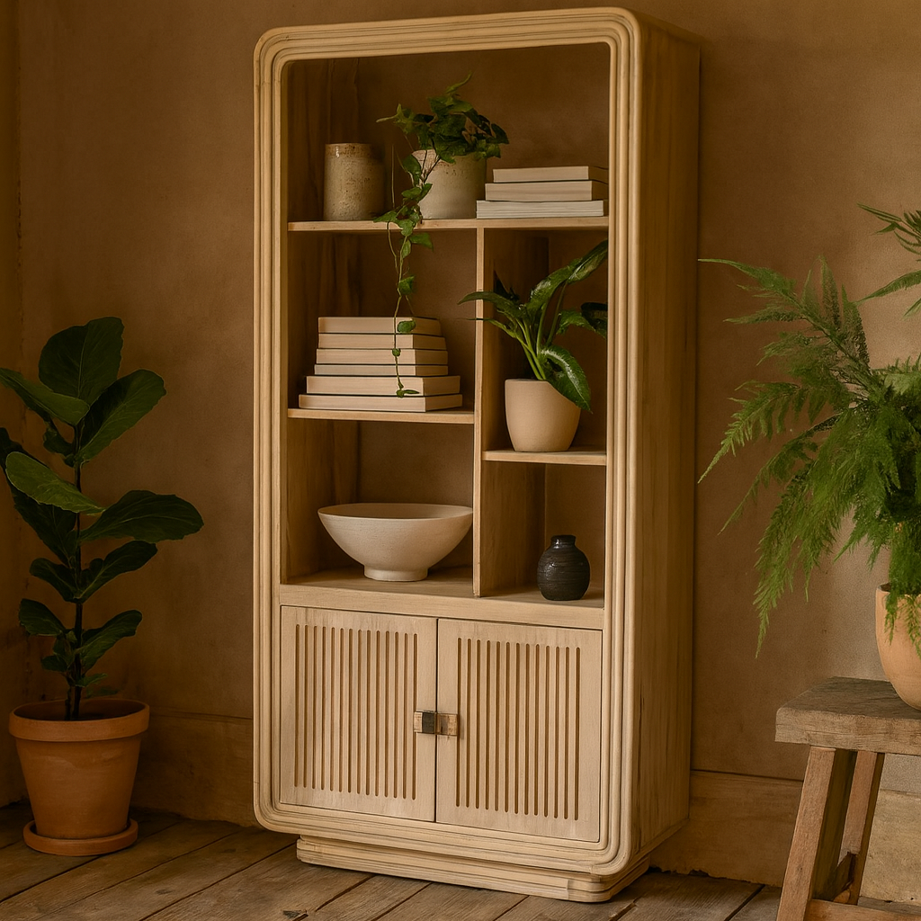 Arizona Natural Mango Wood Display Cabinet with 2 Doors