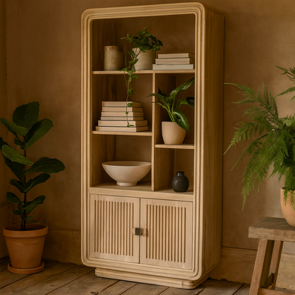 Arizona Natural Mango Wood Display Cabinet with 2 Doors