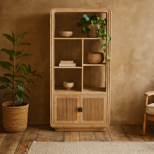 Arizona Natural Mango Wood Display Cabinet with 2 Doors