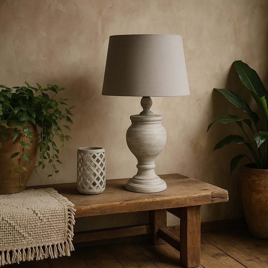 Aillon Grey Stoneware Table Lamp