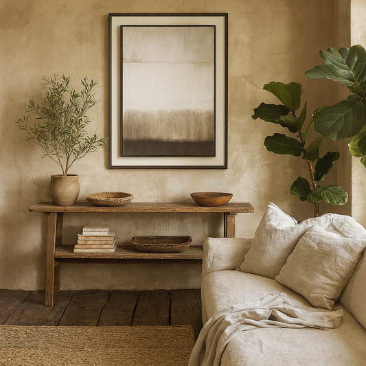 Chatillon Large Framed Soft Tonal Gradient Abstract Painting On Linen