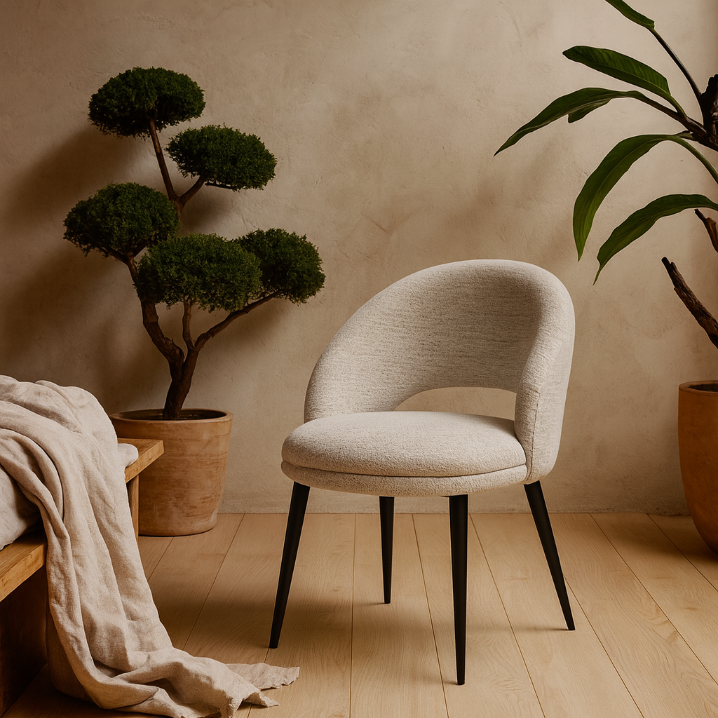 Montsoreau Upholstered White Curved Open Backrest Dining Chair