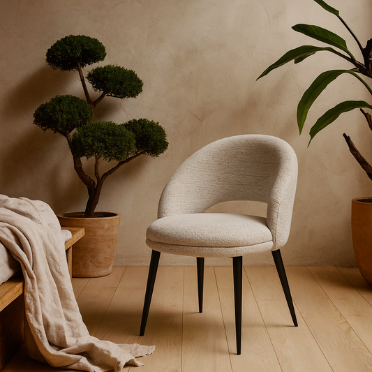 Montsoreau Upholstered White Curved Open Backrest Dining Chair