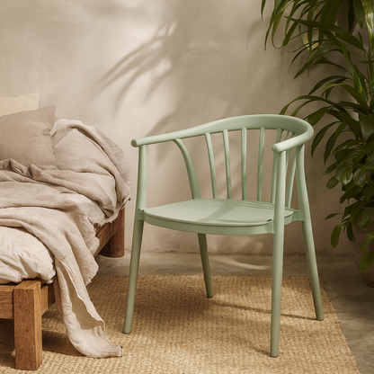 Pontaumur Sage Green Outdoor Chair Curved Backrest