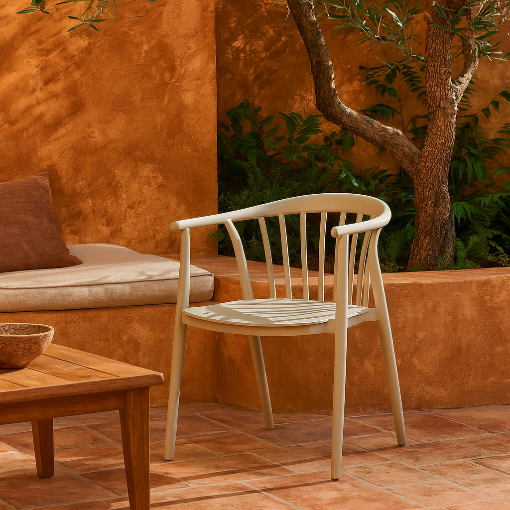 Pontaumur Putty Grey Outdoor Chair Curved Backrest