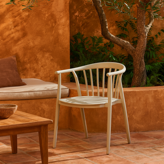 Pontaumur Putty Grey Outdoor Chair Curved Backrest