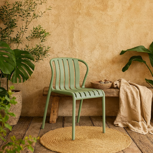 Ollioules Sage Green Slatted Outdoor Dining Chair