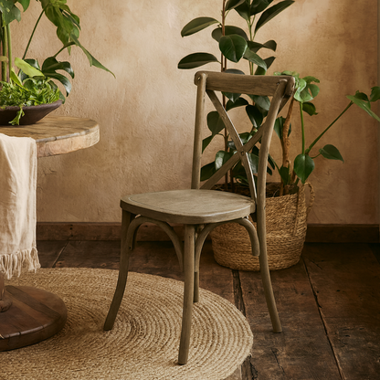 Sault Light Oak Cross Back Wooden Dining Chair