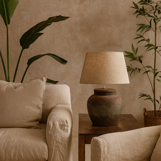 Bologna Aged Brown Stone Ceramic Table Lamp