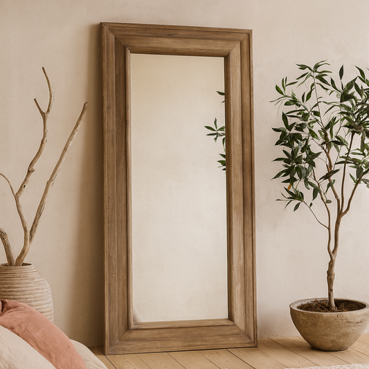 Rustic Wood Framed Rectangular Mirror