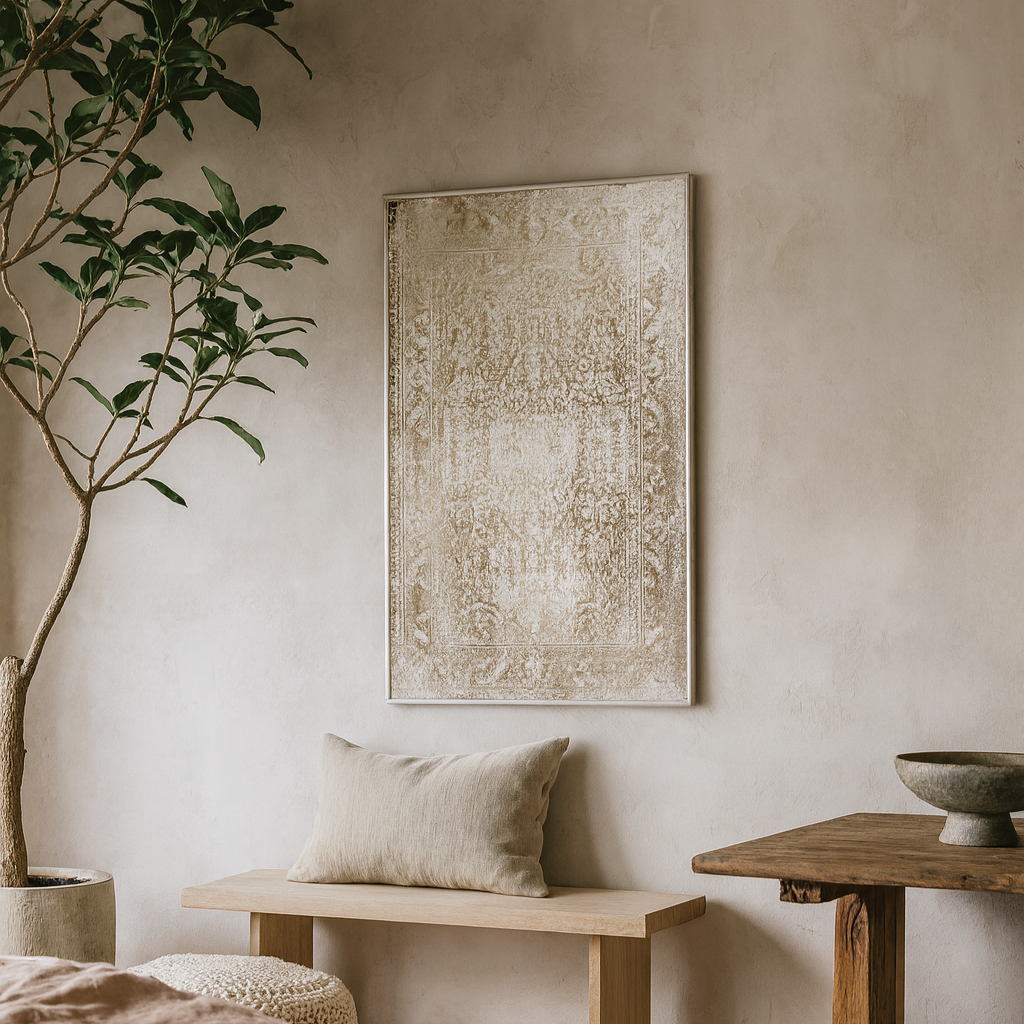 Antique Vintage Distressed Tapestry Pattern Wall Mirror