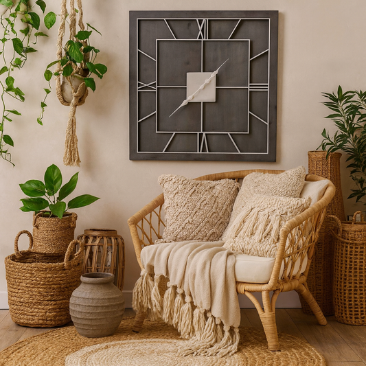 Minimalist Roman Numerals Grey & White Square Wall Clock