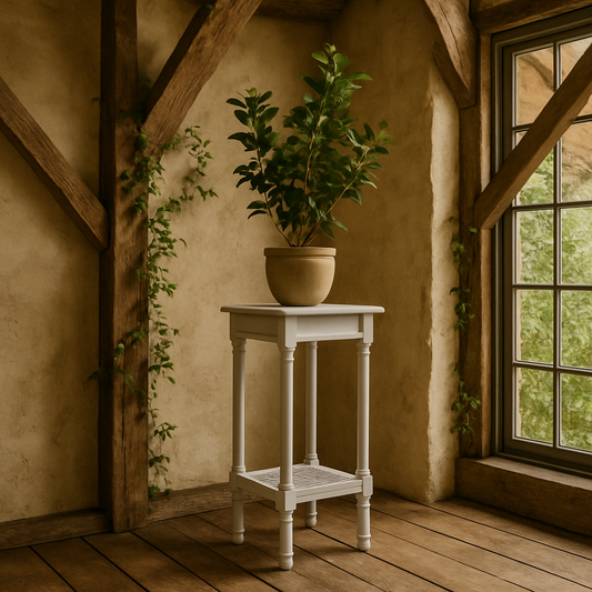 Laurelbrook Rattan Shelf Grey Wood Side Table