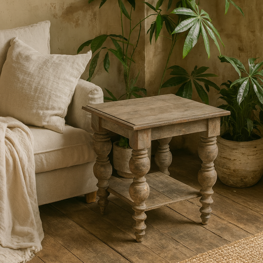 Montaine Mid Century Brown Wood Square Side Table