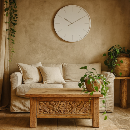 Large Minimalist White Round Wall Clock