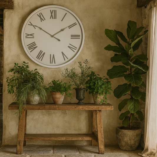 Large 80cm White Wall Clock with Grey Roman Numerals