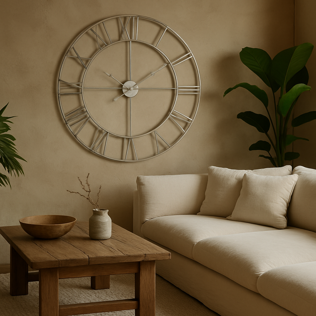 Large Industrial Silver Open Frame Wall Clock