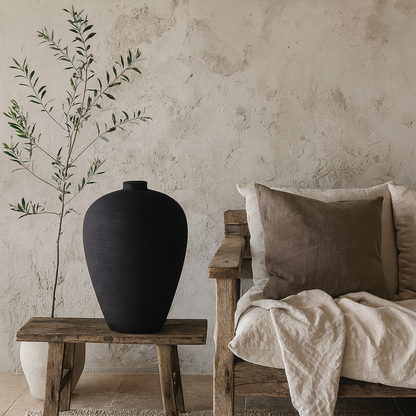 Laurelwood Matt Black Tall  Ceramic Vase