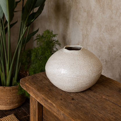 Fernwick Caldron White Dotted Ceramic Vase
