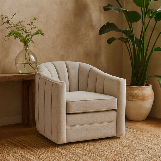 Sandstone Swivel Armchair In Taupe Twill