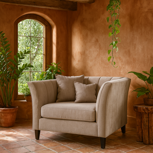 New York Taupe Cushion Back Snuggle Armchair