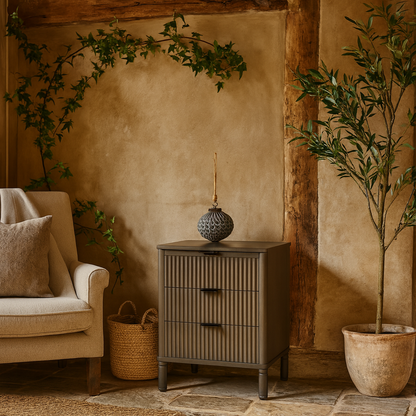 Sagevale Ribbed 3 Drawer Bedside Table