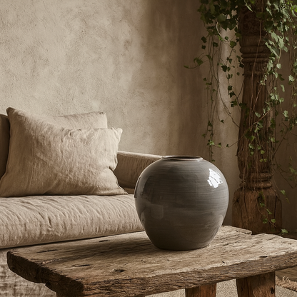 Starburst Grey Glazed Traditional Ceramic Vase