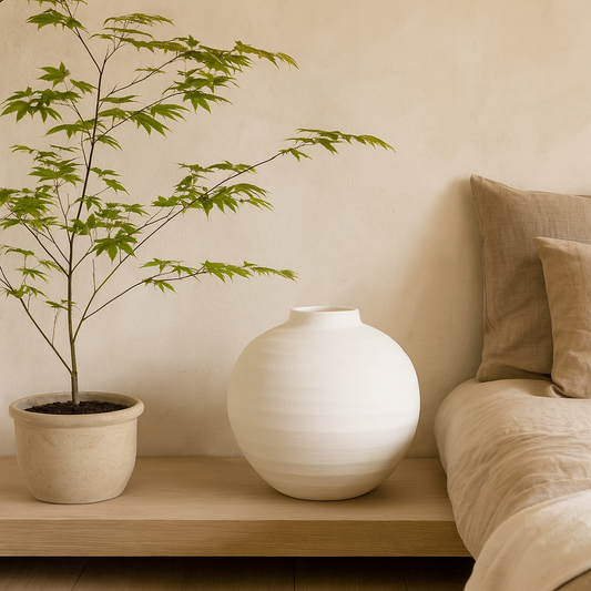 Sunvale Matt White Round Ceramic Vase